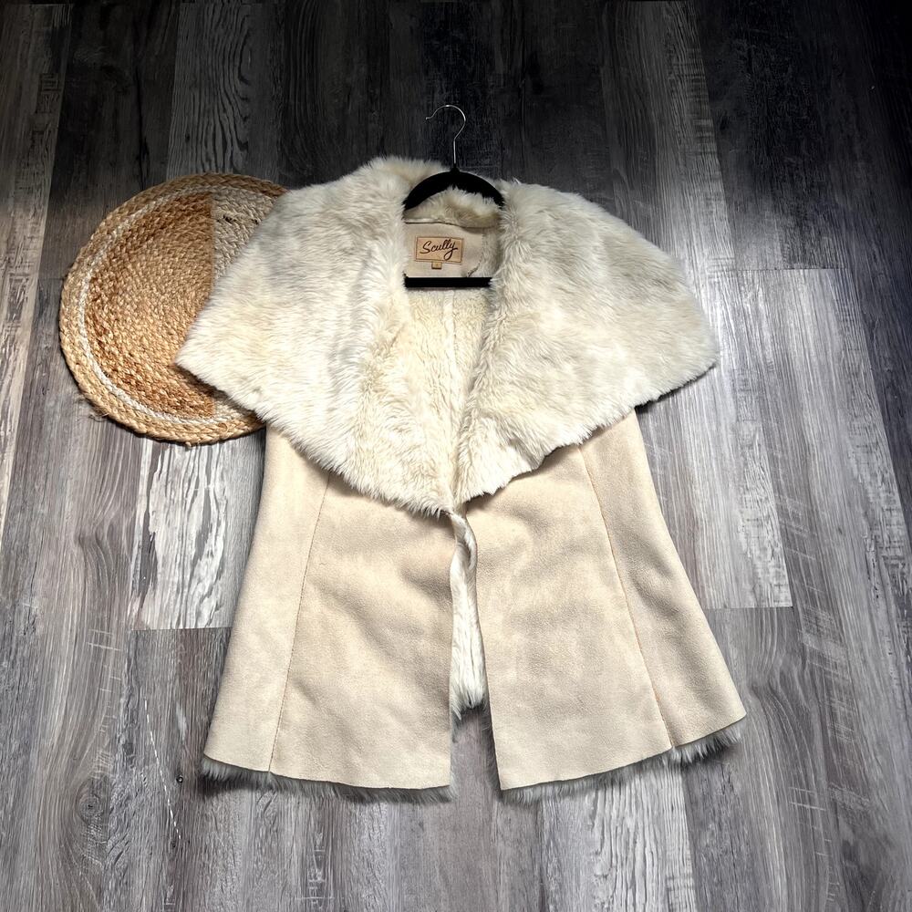 SCULLY Faux Suede Plush Faux Fur Womens Vest